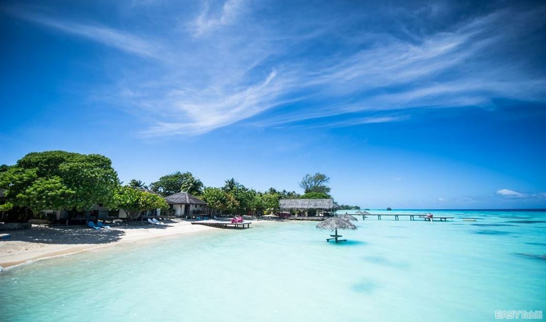 plage et lagon en pension de famille romantique à Rangiroa pour votre voyage en polynésie