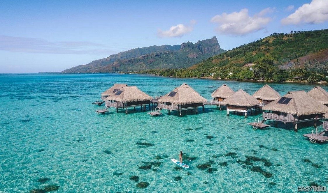 aerial view of luxury resort at all inclusive vacation in Moorea