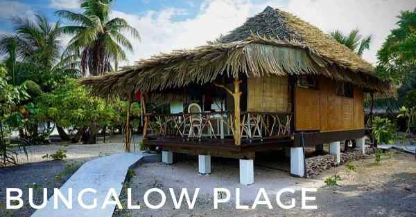 bungalow plage à la pension de famille Relais Royal Tikehau sur l'ile de Tikehau en Polynésie
