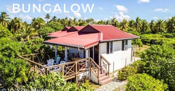 bungalow à la pension de famille Vaa I Te Moana sur l'ile de Rangiroa en Polynésie